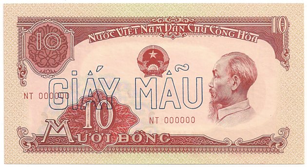 Vietnam banknote 10 Dong 1958 specimen, face