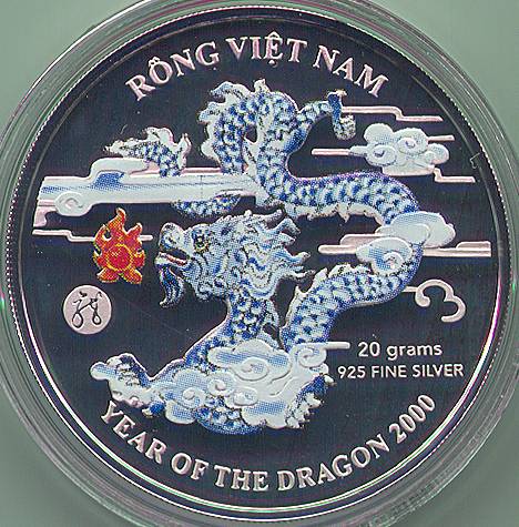 Vietnam 10000 Dong 2000 silver coin, dragon, obverse