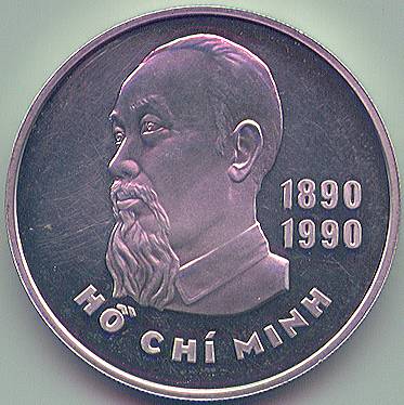 Vietnam 20 Dong 1989 commemorative coin, Ho Chi Minh, obverse