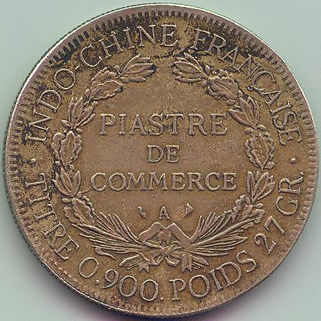 French Indochina Piastre de Commerce 1908 fake coin, obverse