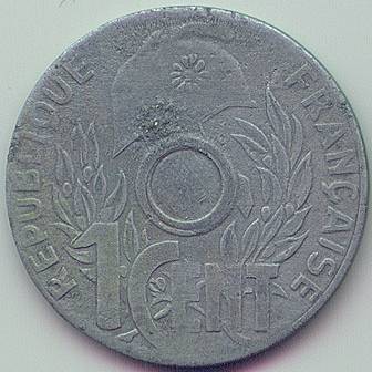French Indochina 1 cent 1941 error coin, obverse