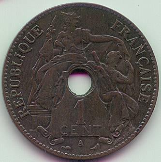 French Indochina 1 Cent 1898 coin, obverse