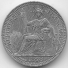 French Indochina 10 cent 1898 silver coin, obverse