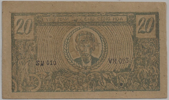 Vietnam Trung Bo credit note 20 Dong 1948, face