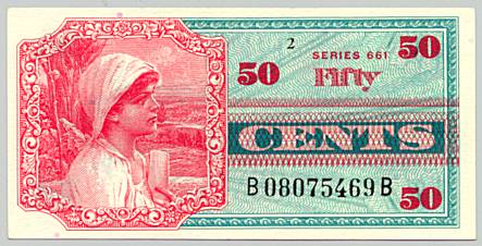 Vietnam War, Military Payment Certificate 50 cents, series 661, face
